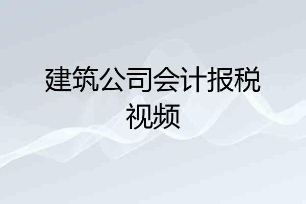 建筑公司会计报税视频