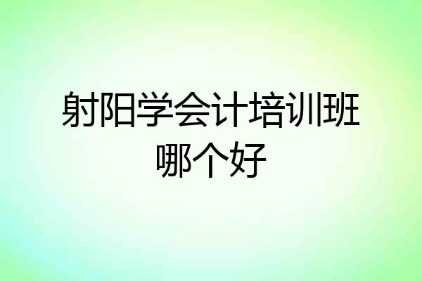 射阳学会计培训班哪个好
