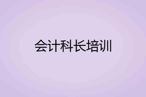 会计科长培训