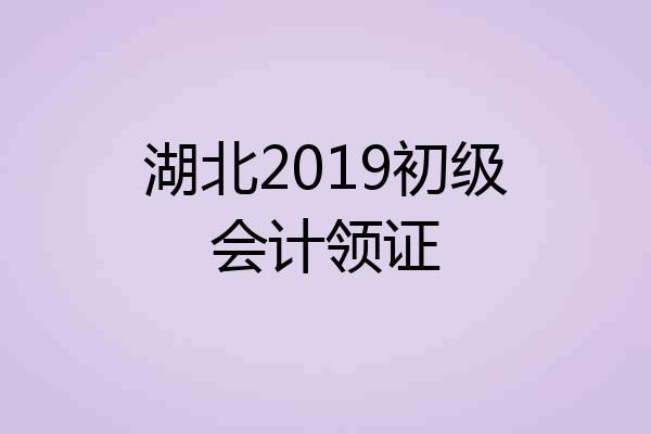 湖北2019初级会计领证