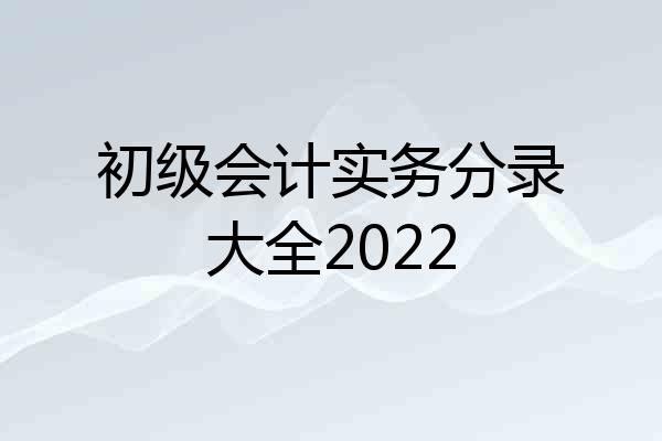 初级会计实务分录大全2022
