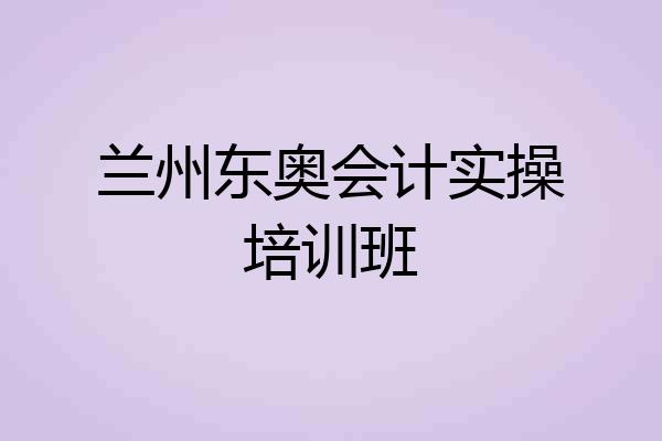 兰州东奥会计实操培训班