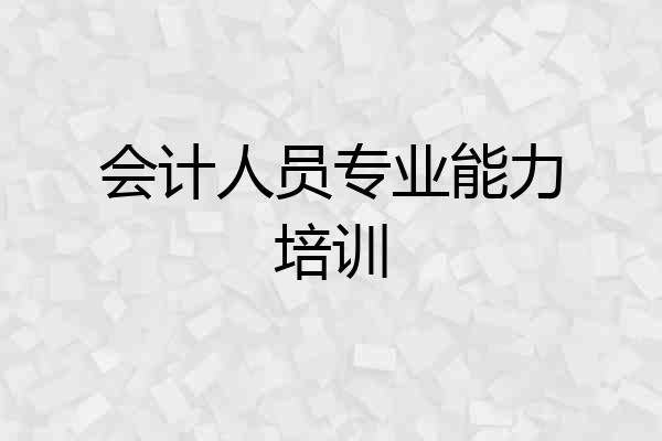 会计人员专业能力培训