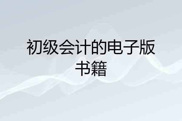 初级会计的电子版书籍