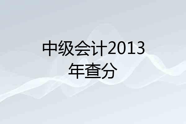 中级会计2013年查分