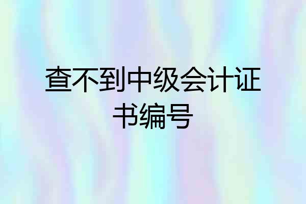 查不到中级会计证书编号