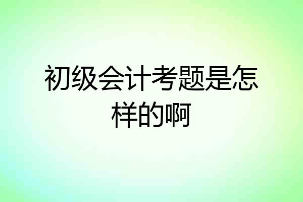 初级会计考题是怎样的啊