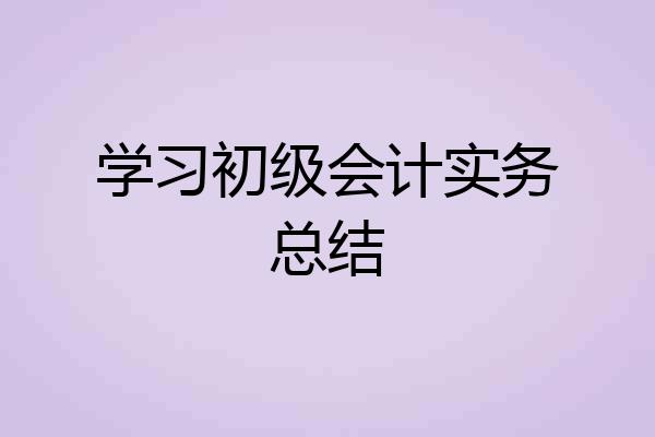 学习初级会计实务总结