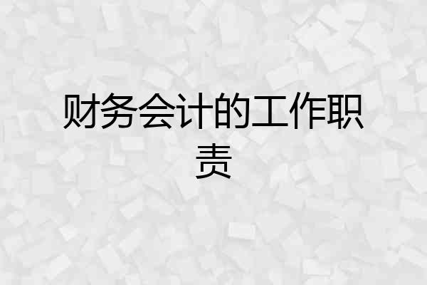 财务会计的工作职责