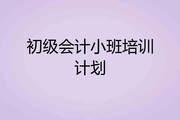 初级会计小班培训计划