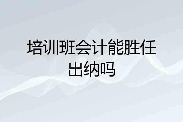 培训班会计能胜任出纳吗