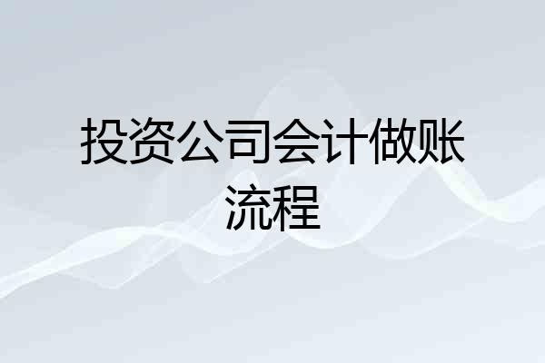 投资公司会计做账流程