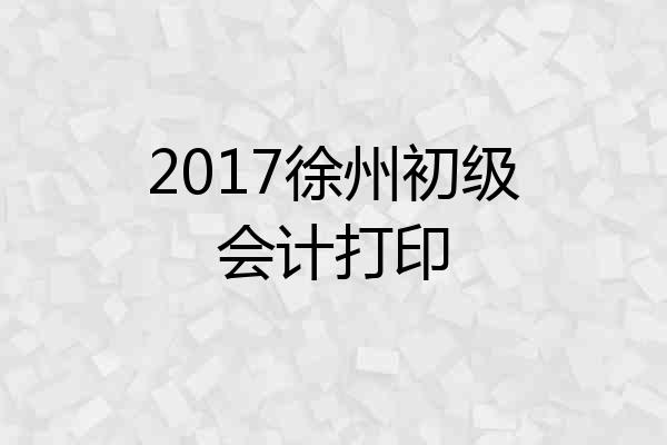 2017徐州初级会计打印