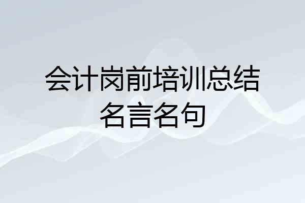 会计岗前培训总结名言名句