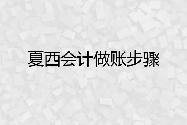 夏西会计做账步骤