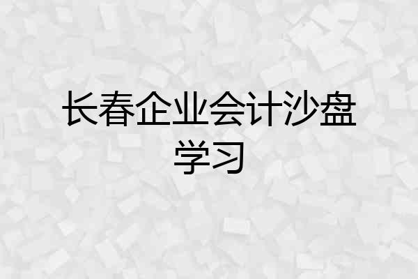 长春企业会计沙盘学习