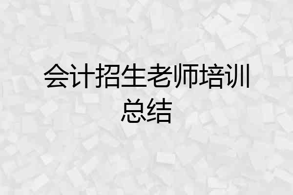 会计招生老师培训总结