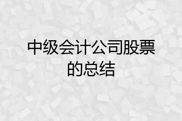 中级会计公司股票的总结