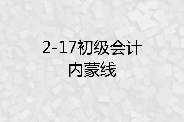 2-17初级会计内蒙线