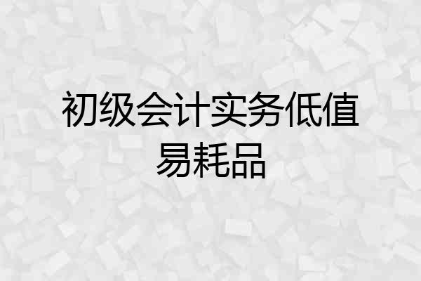初级会计实务低值易耗品