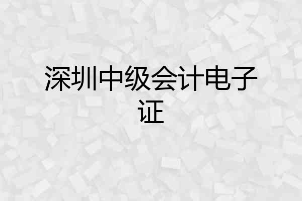 深圳中级会计电子证