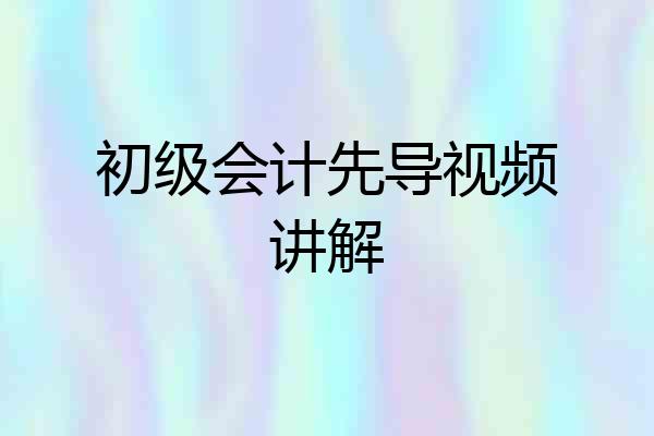 初级会计先导视频讲解