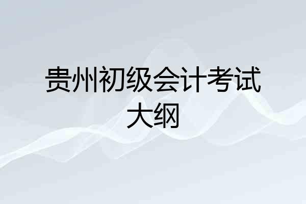 贵州初级会计考试大纲