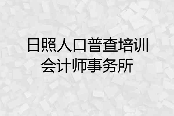 日照人口普查培训会计师事务所