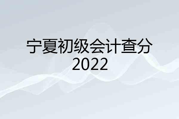 宁夏初级会计查分2022