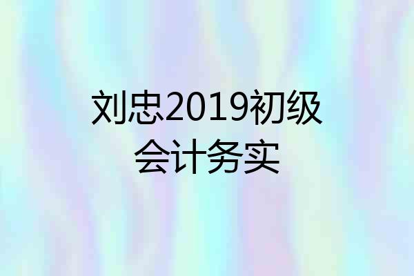 刘忠2019初级会计务实