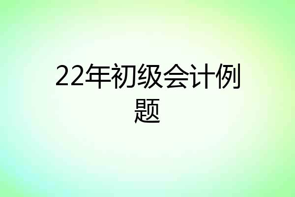 22年初级会计例题