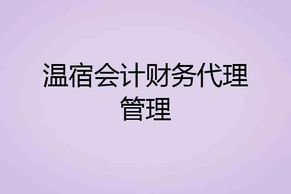 温宿会计财务代理管理