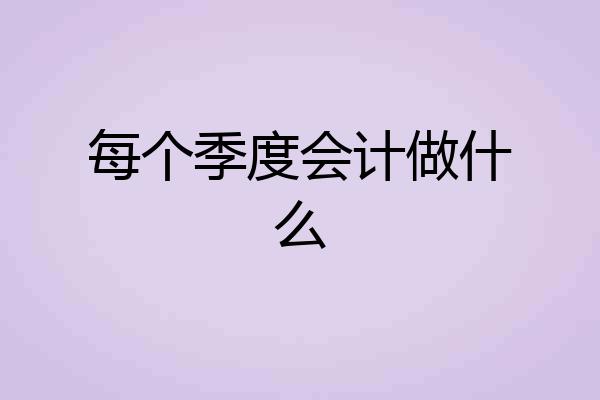 每个季度会计做什么