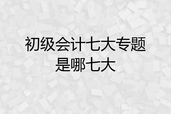 初级会计七大专题是哪七大