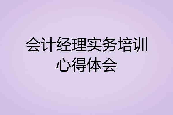会计经理实务培训心得体会