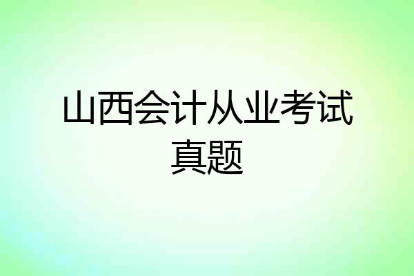山西会计从业考试真题
