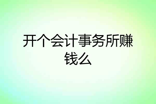 开个会计事务所赚钱么