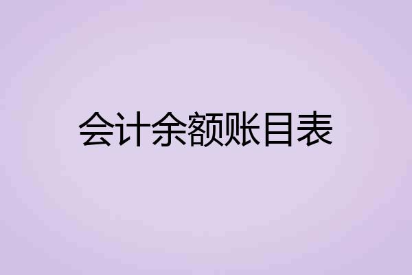 会计余额账目表