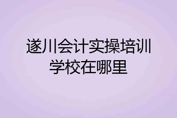 遂川会计实操培训学校在哪里