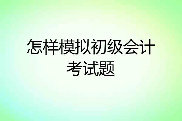 怎样模拟初级会计考试题