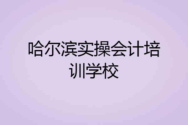 哈尔滨实操会计培训学校