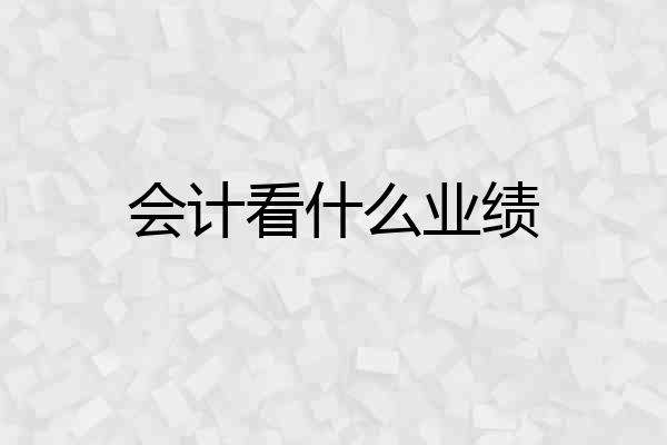 会计看什么业绩
