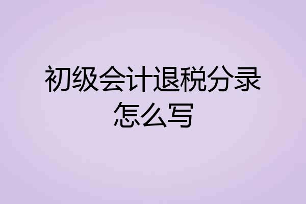 初级会计退税分录怎么写