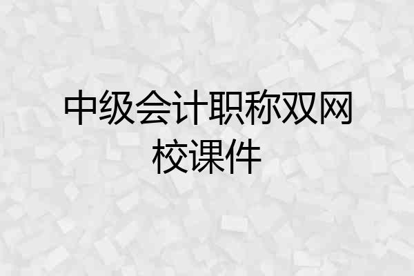 中级会计职称双网校课件