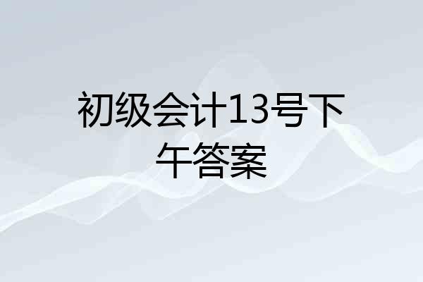 初级会计13号下午答案