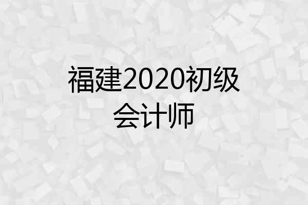 福建2020初级会计师