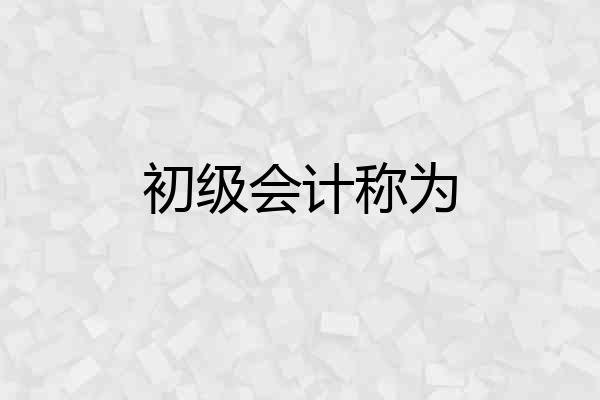初级会计称为