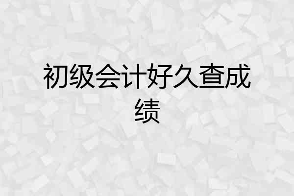 初级会计好久查成绩