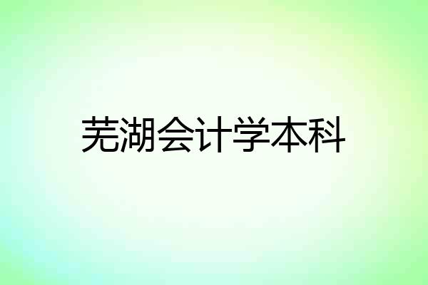 芜湖会计学本科