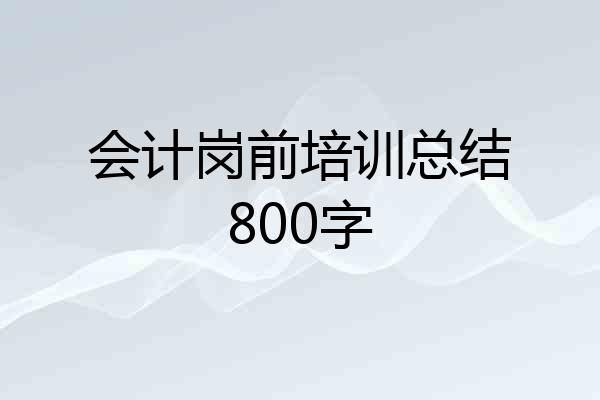 会计岗前培训总结800字